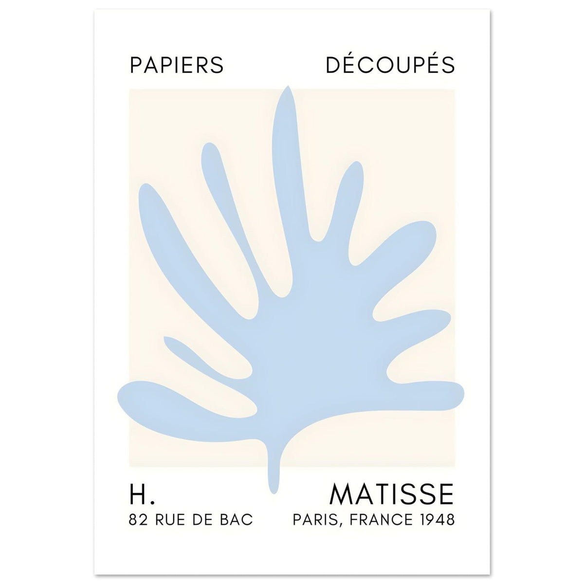 Artfulprints Poster Matisse – Coral drift light blue  - 70x100 cm - Blauw