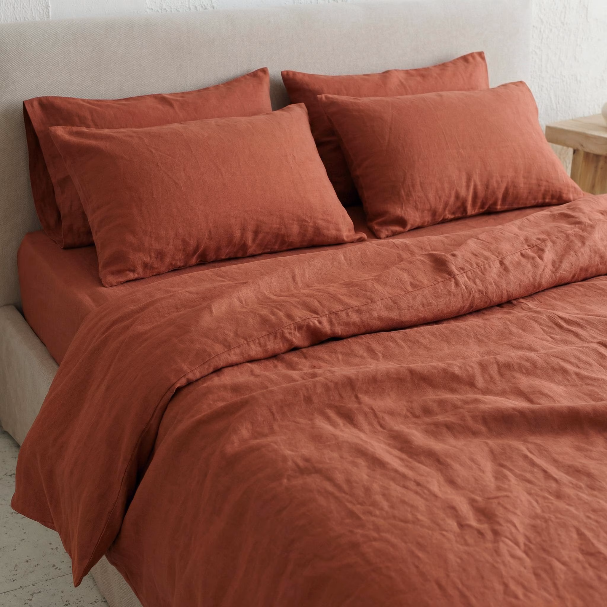 Burnt Orange Linen Duvet Cover, Natural Linen Bedding, Custom Duvets Queen, King Covers