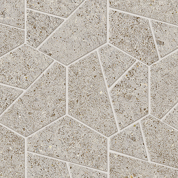 Mosaïque effet Pierre Calcaire Gris Galet Hexa 28,5x25x0,9 cm Mat Domella - Sol et mur intérieur (vendu par carton de 0,428 m²) -