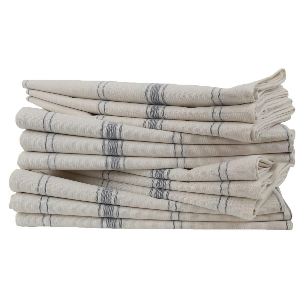 BRASSERIE - Lot de 12 torchons en Lin Gris