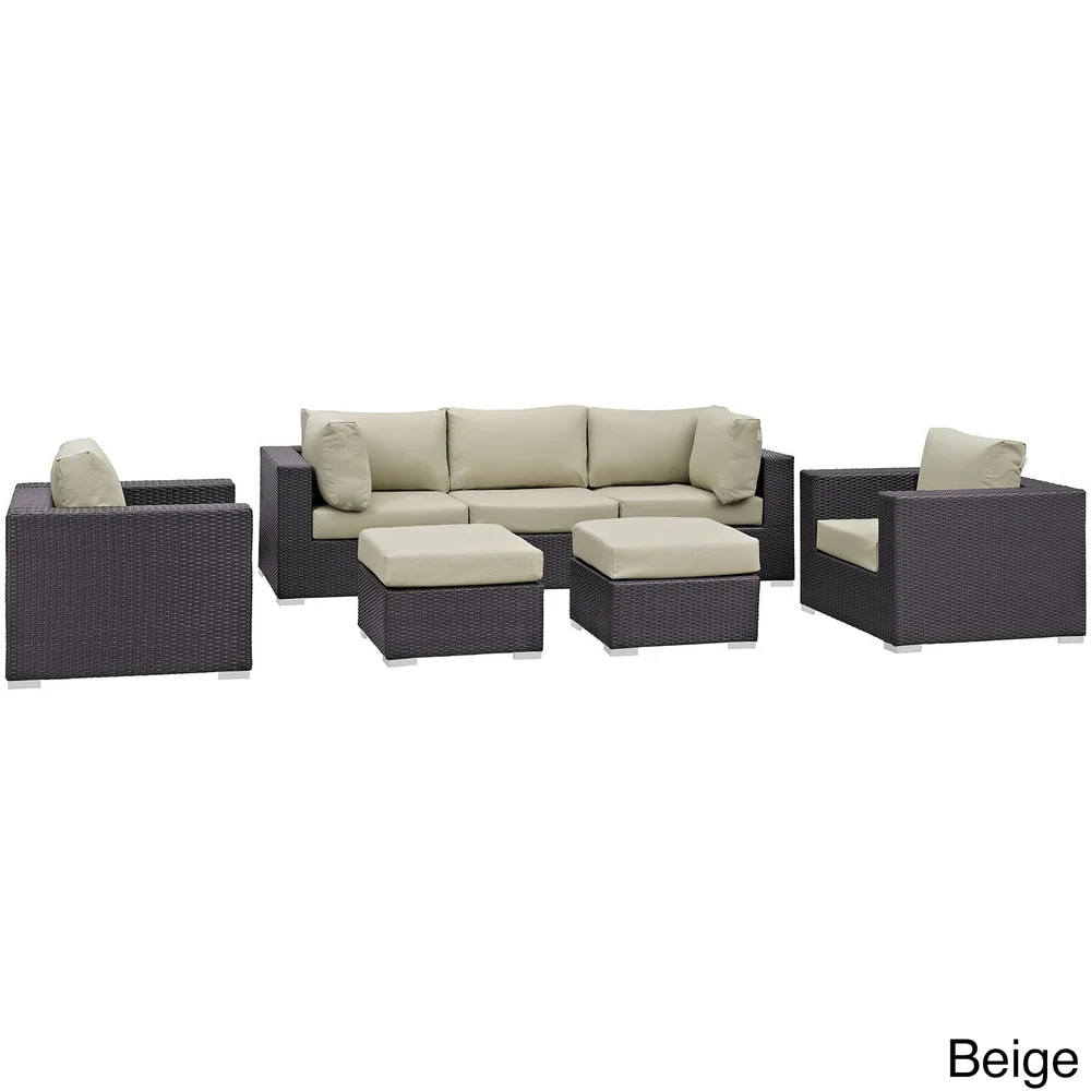 Bocabec Synthetic Rattan Outdoor Patio Sectional Set (7 Piece Set) by Havenside Home