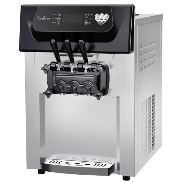 2200W Commercial Ice Cream Machine, 3 Flavor Soft Serve Ice Cream Machine, 5.3-7.4 Gal/Hr, with LCD Touch Screen, Automatic Cleaning, High Productivity for Home Snack Bar  Restaurants