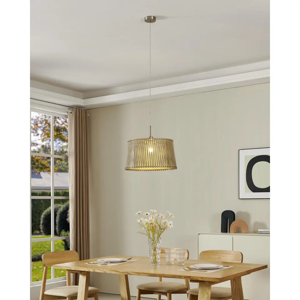 EGLOSendero-Hanglamp-1Lichts-&Oslash;450mm.-Nikkel-Mat-Ahorn