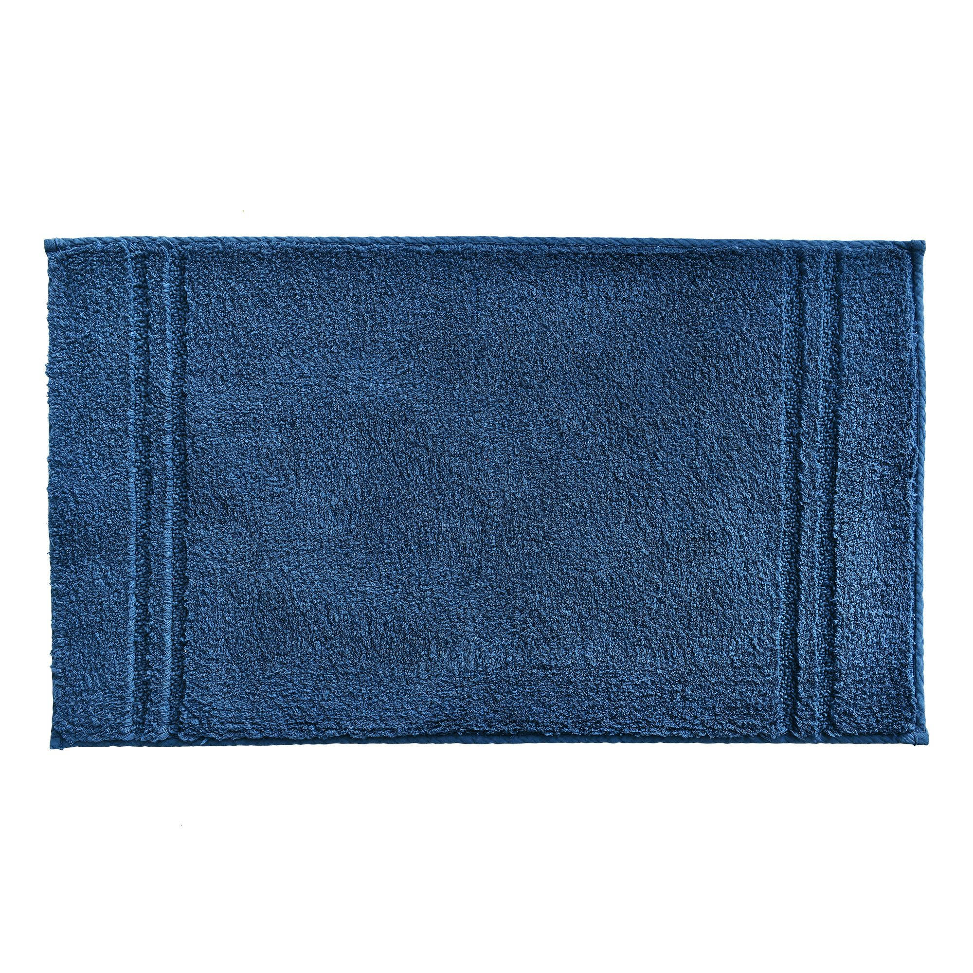 LIGNUS - Tapis de bain 70x120 bleu indigo en coton