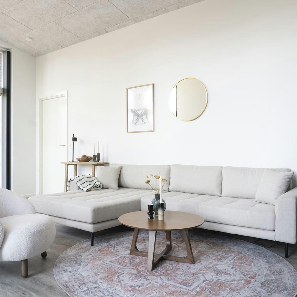 HAVANA IV - Tapis rond en chenille orange / bleu D200 cm