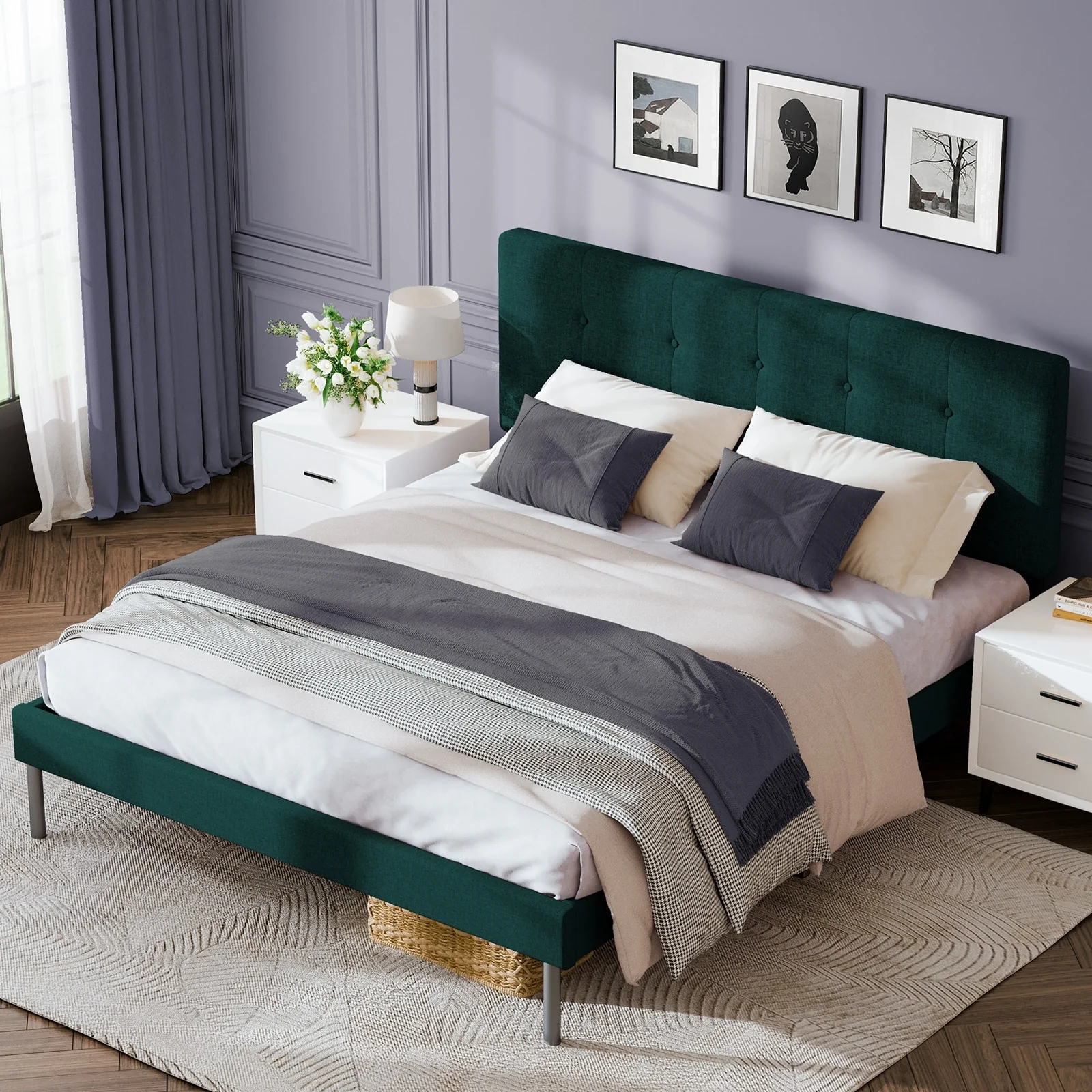 Modern Wooden Bed Frame With Headboard