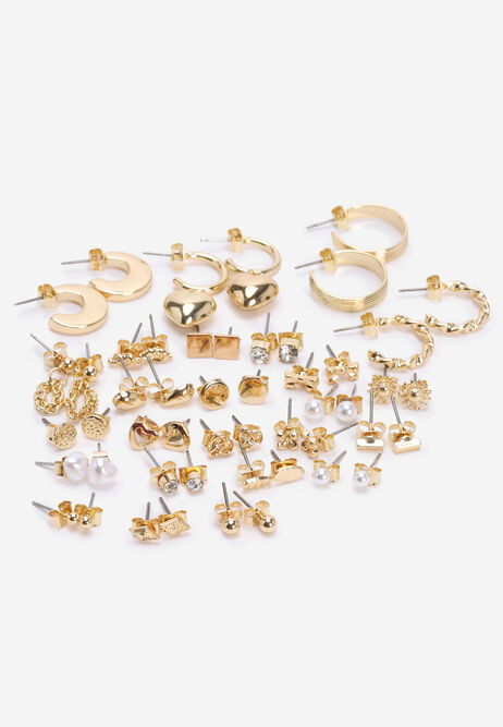Womens 25pk Gold Stud Earrings