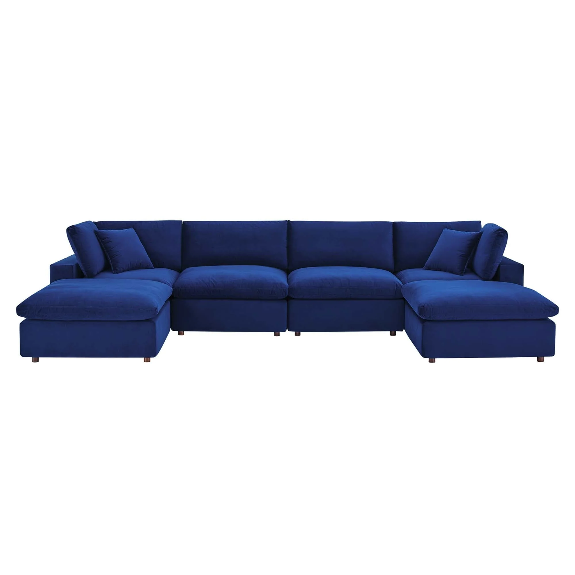 Commix Down Filled Overstuffed Velvet 6-Piece Sectional Sofa