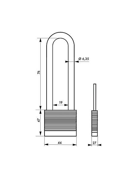 Cadenas à clé Fédéral Lock Protector, extérieur, acier, anse haute, double verrouillage, 44mm, 2 clés - THIRARD