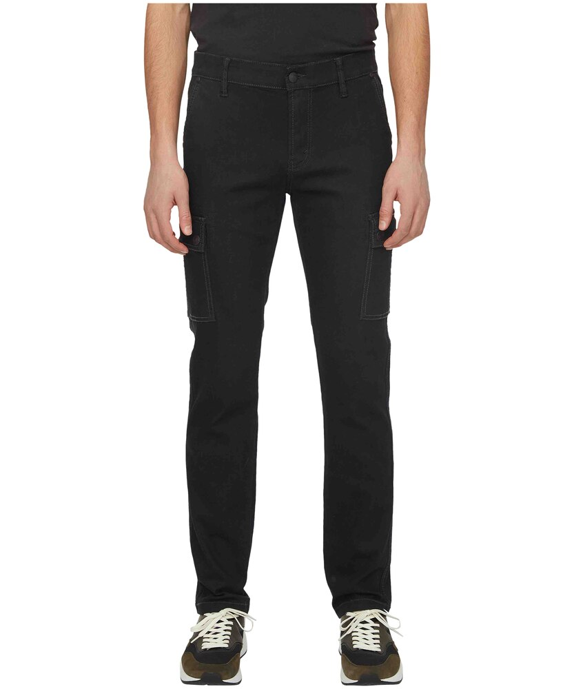 Lois Men's Jeff Cargo Pocket Low-Mid Rise Stretch Jeans - Black