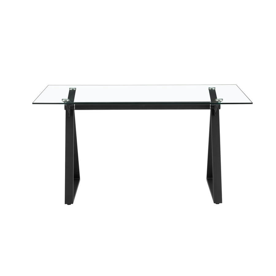 - Table à manger rectangulaire 150x90 cm avec plateau en verre trempé
