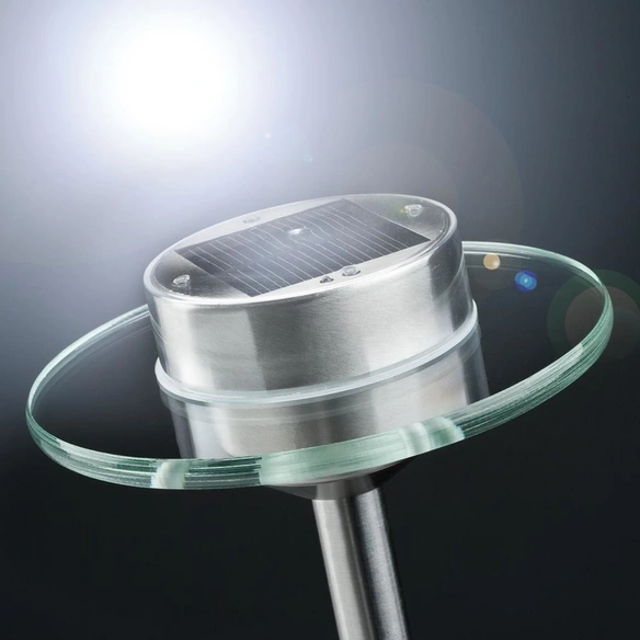 LED-Solarleuchte »Ufo«, rund, mit Erdspieß, edelstahlfarben