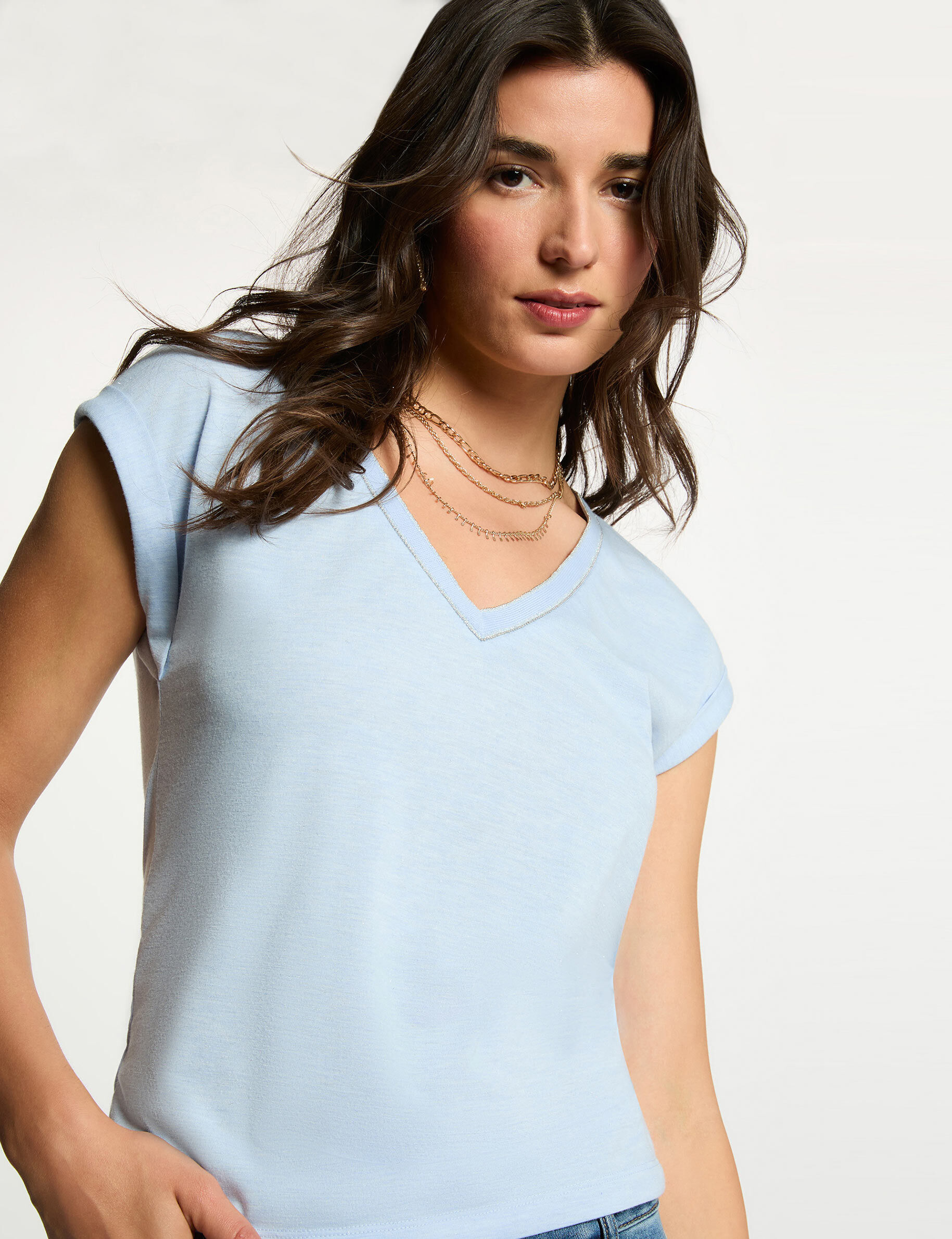 Short-Sleeved T-Shirt Sky Blue Women