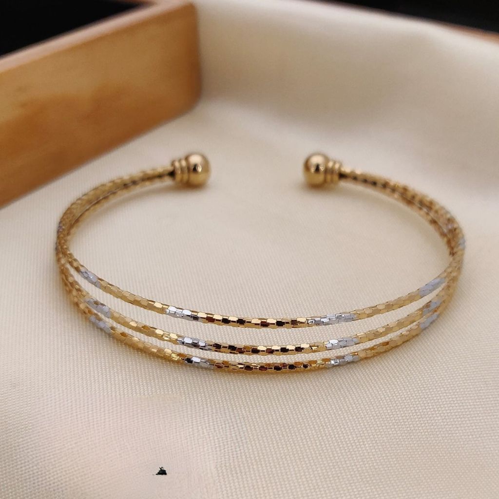 The Colourful Aura Dual-Tone Triple Strand Brass Cuff Bracelet