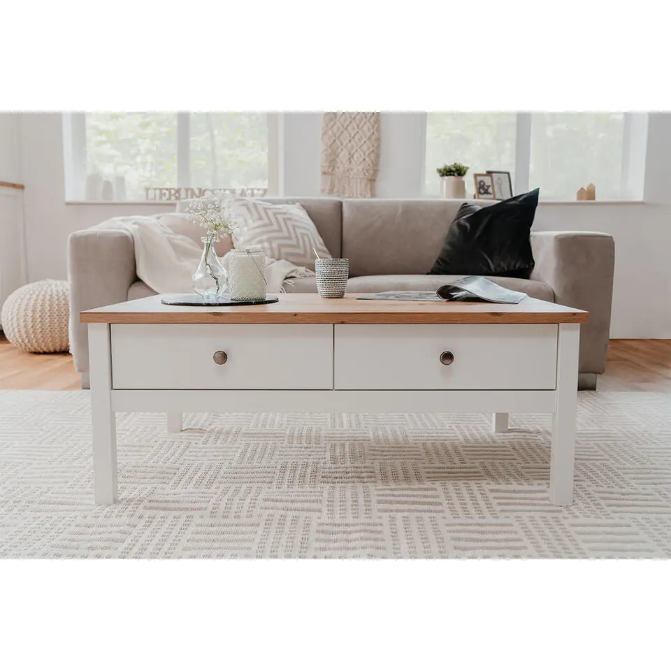CALICOSY - Salontafel BERGEN - Wit - 40x100x55 cm
