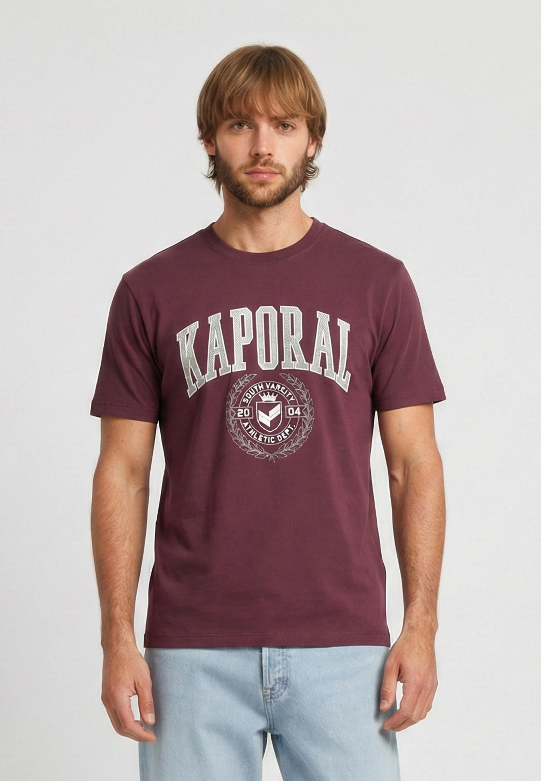 T-shirt manches courtes regular rouge bordeaux coton ROBIN