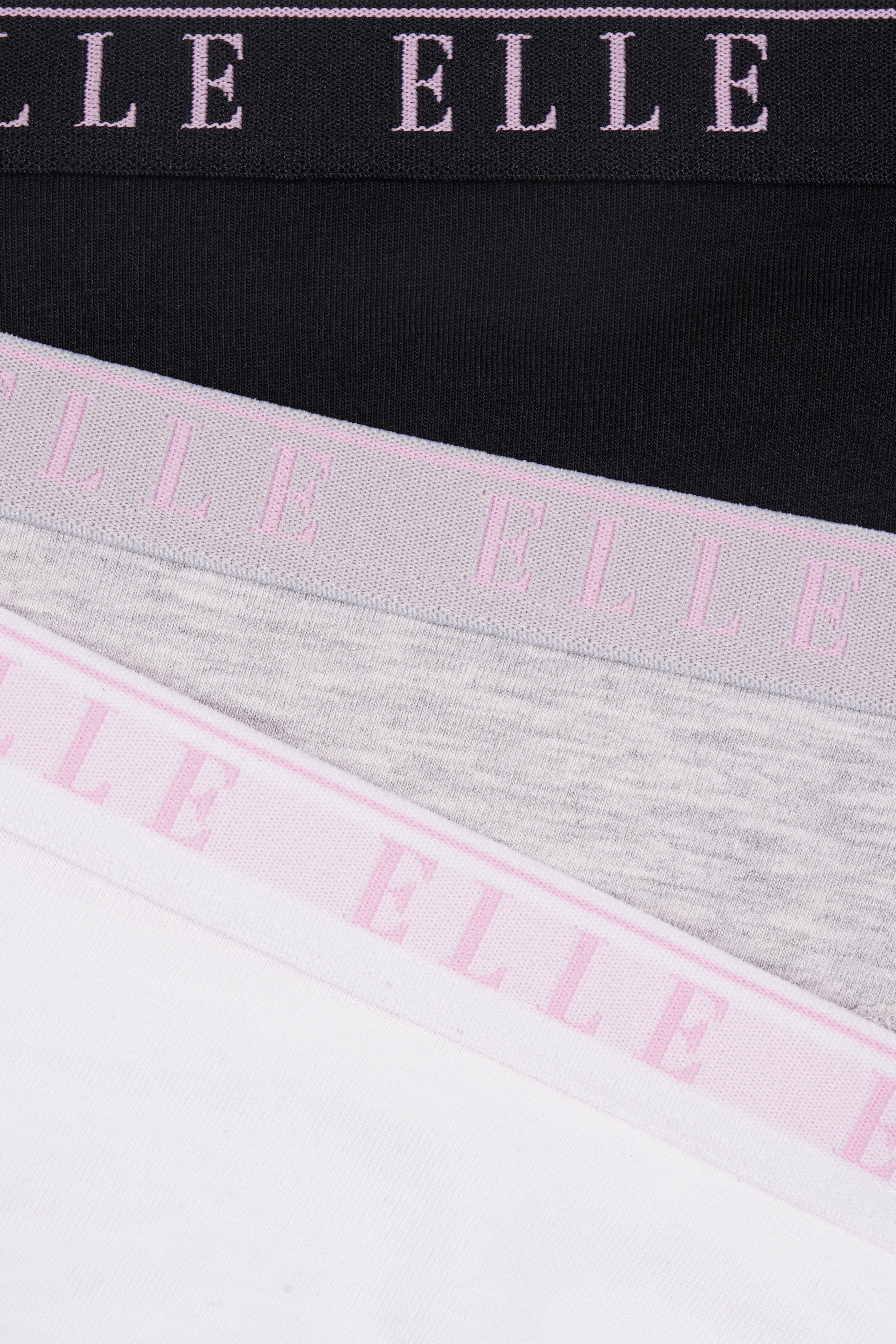 ELLE Multi Pack (3) Cotton Lace Trim Tipped Brazilian