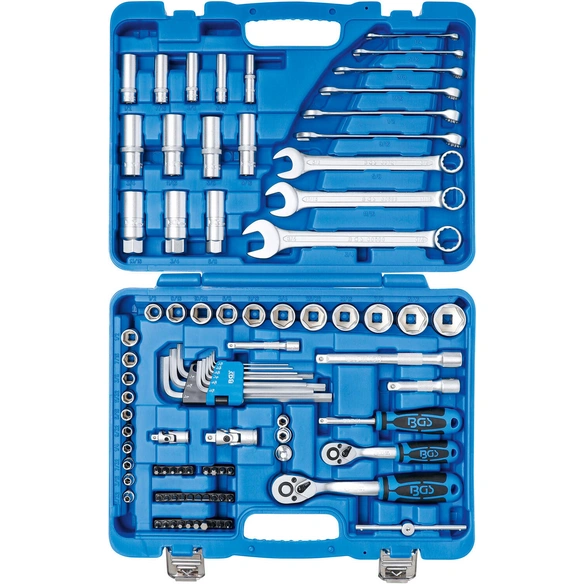 Steckschlüsselsatz, Sechskant , Antrieb / 6,3 mm(1/4Z)/10 mm(3/8Z) Zollgrößen 92tl