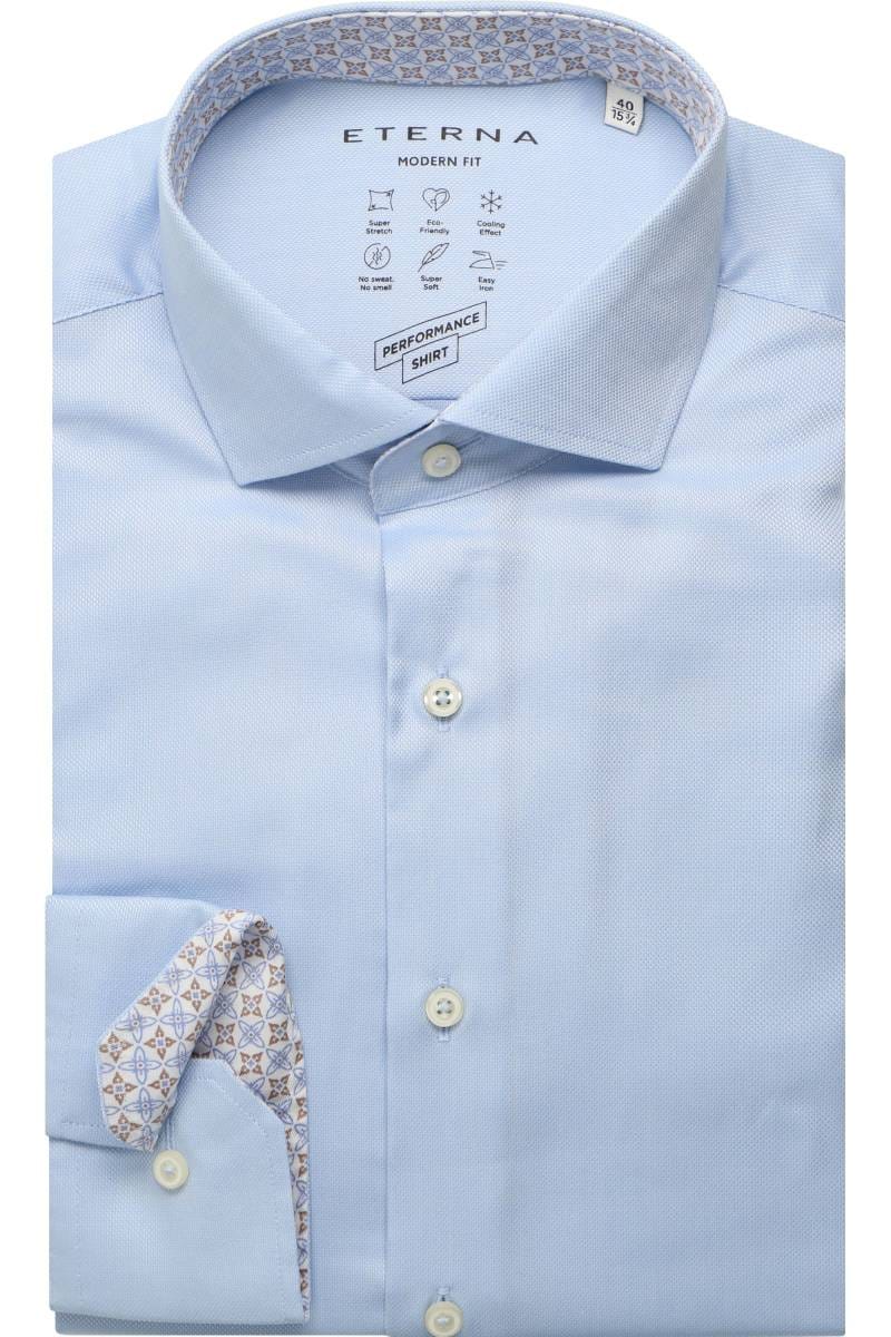 ETERNA Performance Modern Fit Tencel Hemd mittelblau, Strukturiert