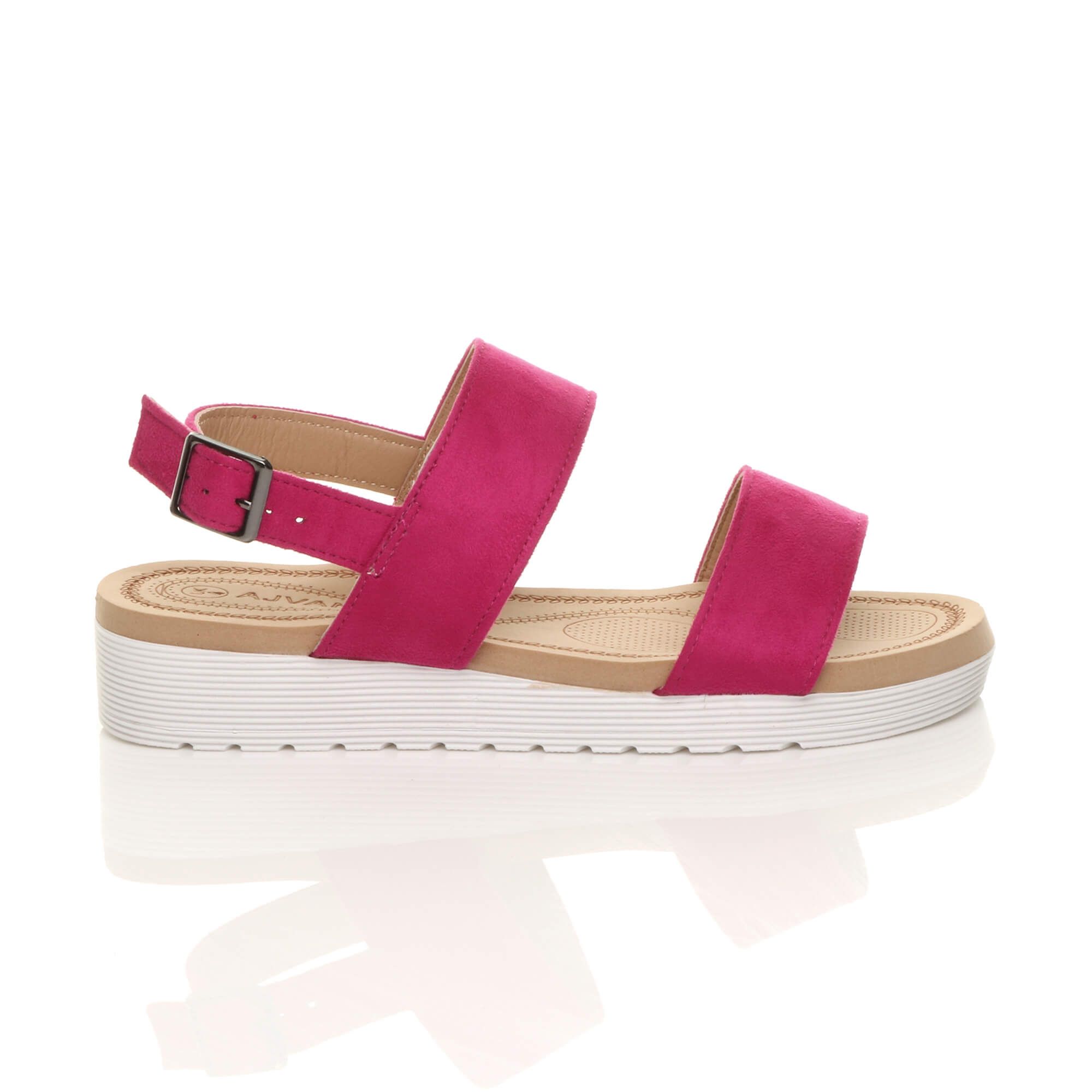 AJVANI Low Wedge Heel Strappy Faux Suede Flatforms