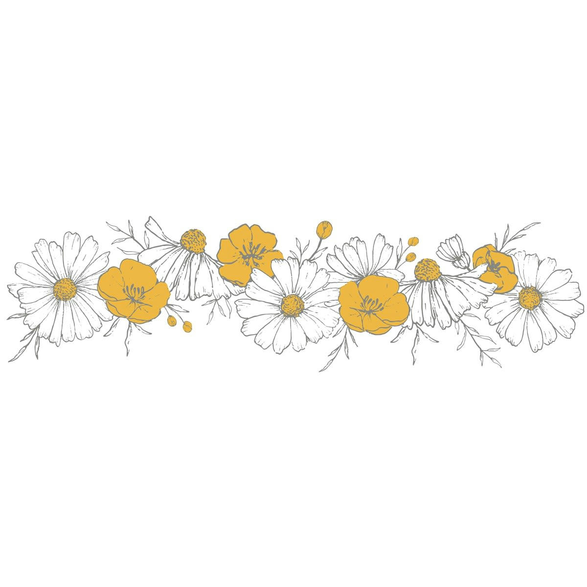 CHAMOMILE - Sticker guirlande de fleurs en Vinyle mat Blanc