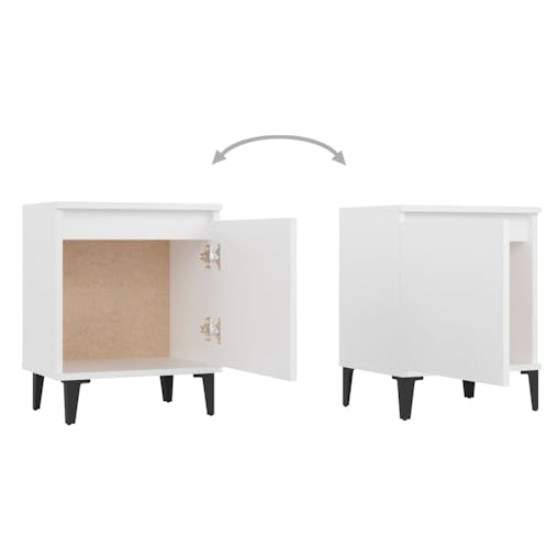NNEVL Bed Cabinets with Metal Legs 2 pcs White 40x30x50 cm