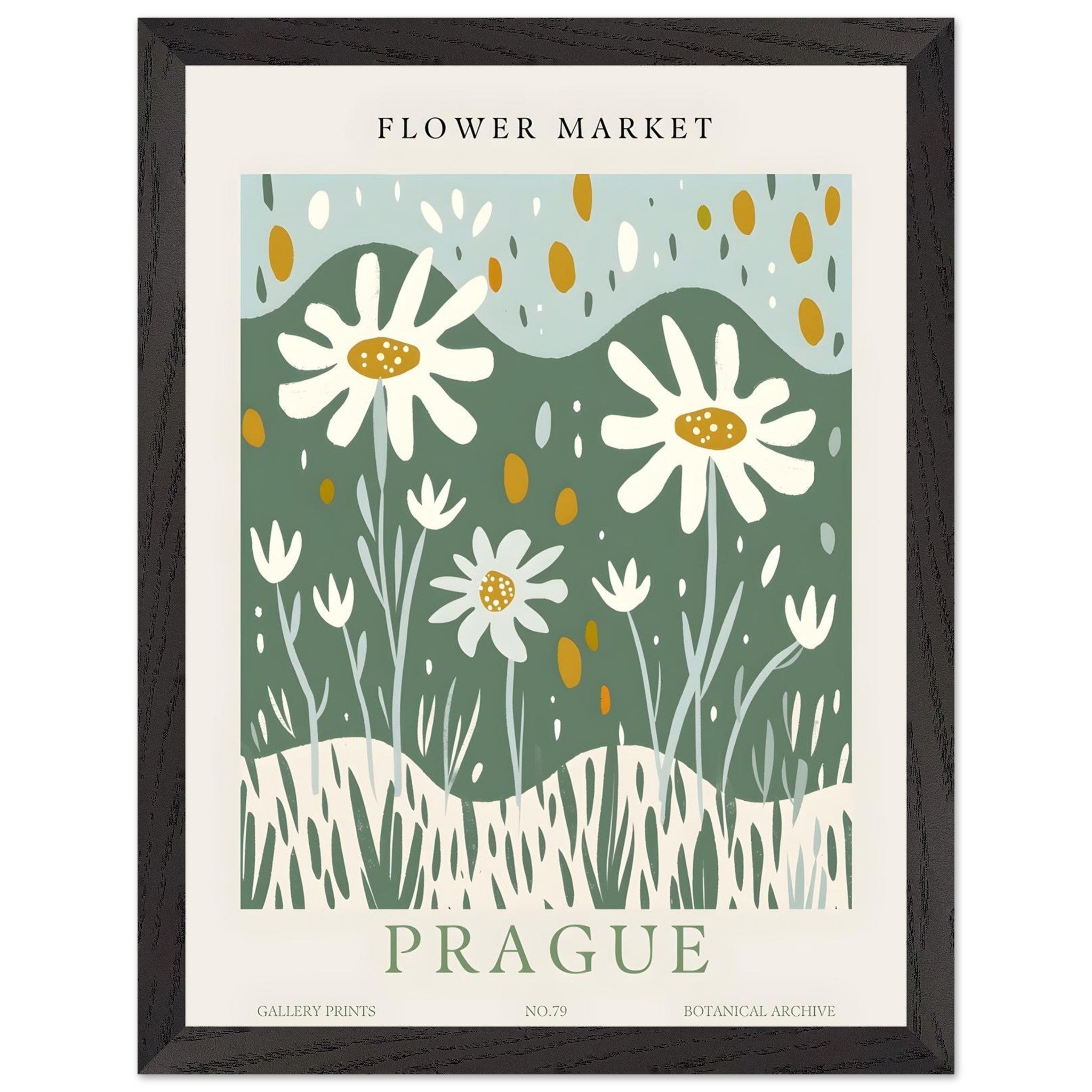 Artfulprints Poster met Lijst Flower market - Prague II  - 30x40 cm - Meerkleurig