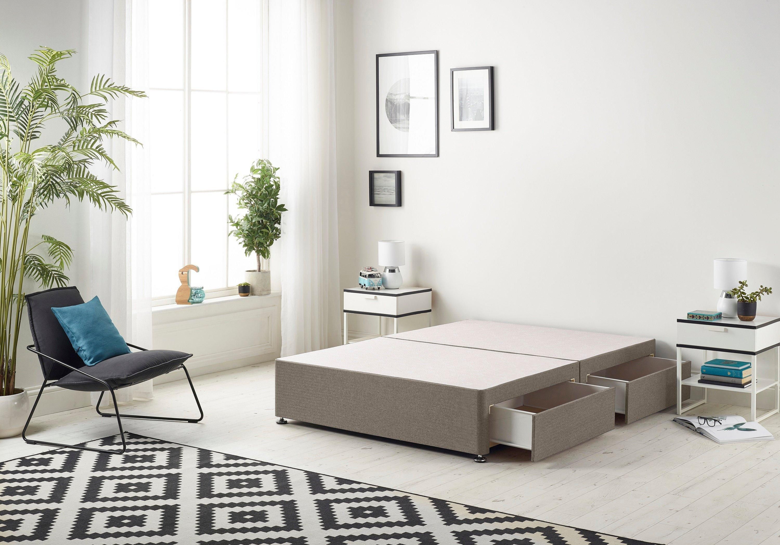 Somnior Ziggy Platform Divan Bed Base With 2 Drawers Tweed