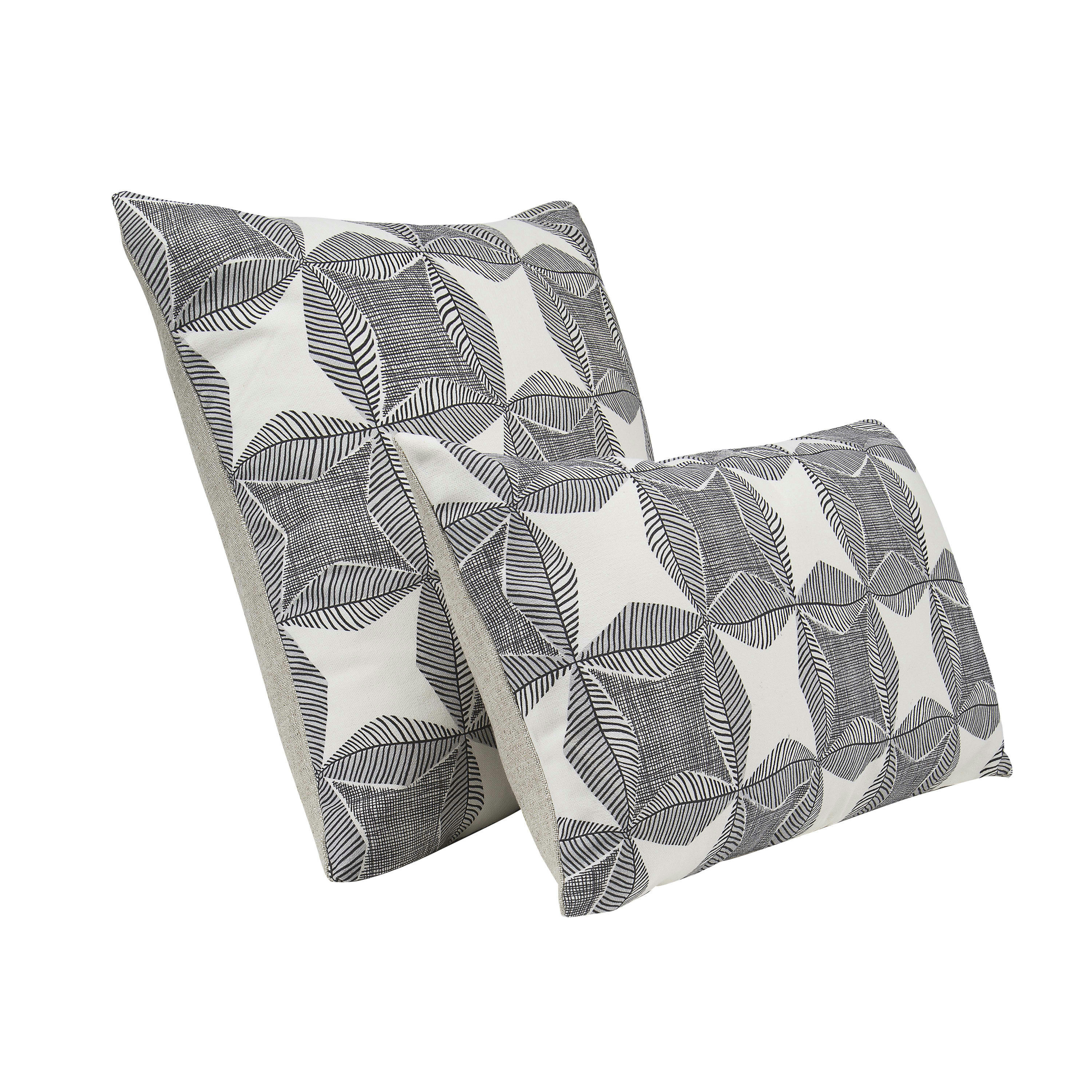 WAX - Housse de coussin bi-matière coton et lin 50x50cm Anthracite - Blanc