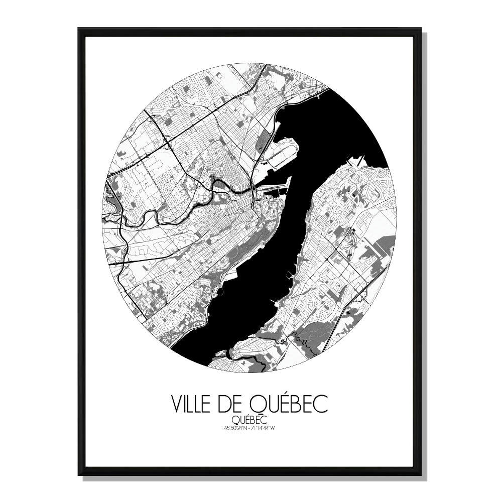 - Affiche Québec Carte ronde 40x50