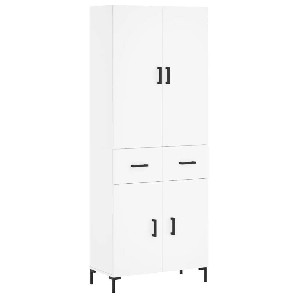 Szafka Regał Witrynka Biała z Drzwiami 69.5x34x180 cm do Salonu Pokoju