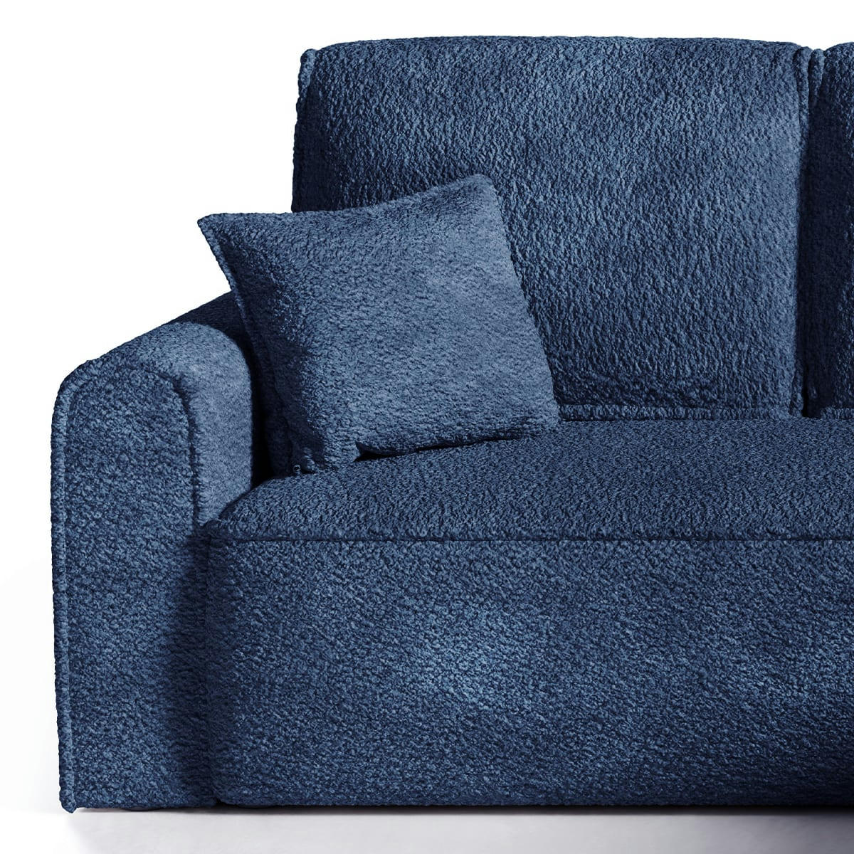 - Canapé d'angle réversible convertible 4 places coffre bouclé bleu