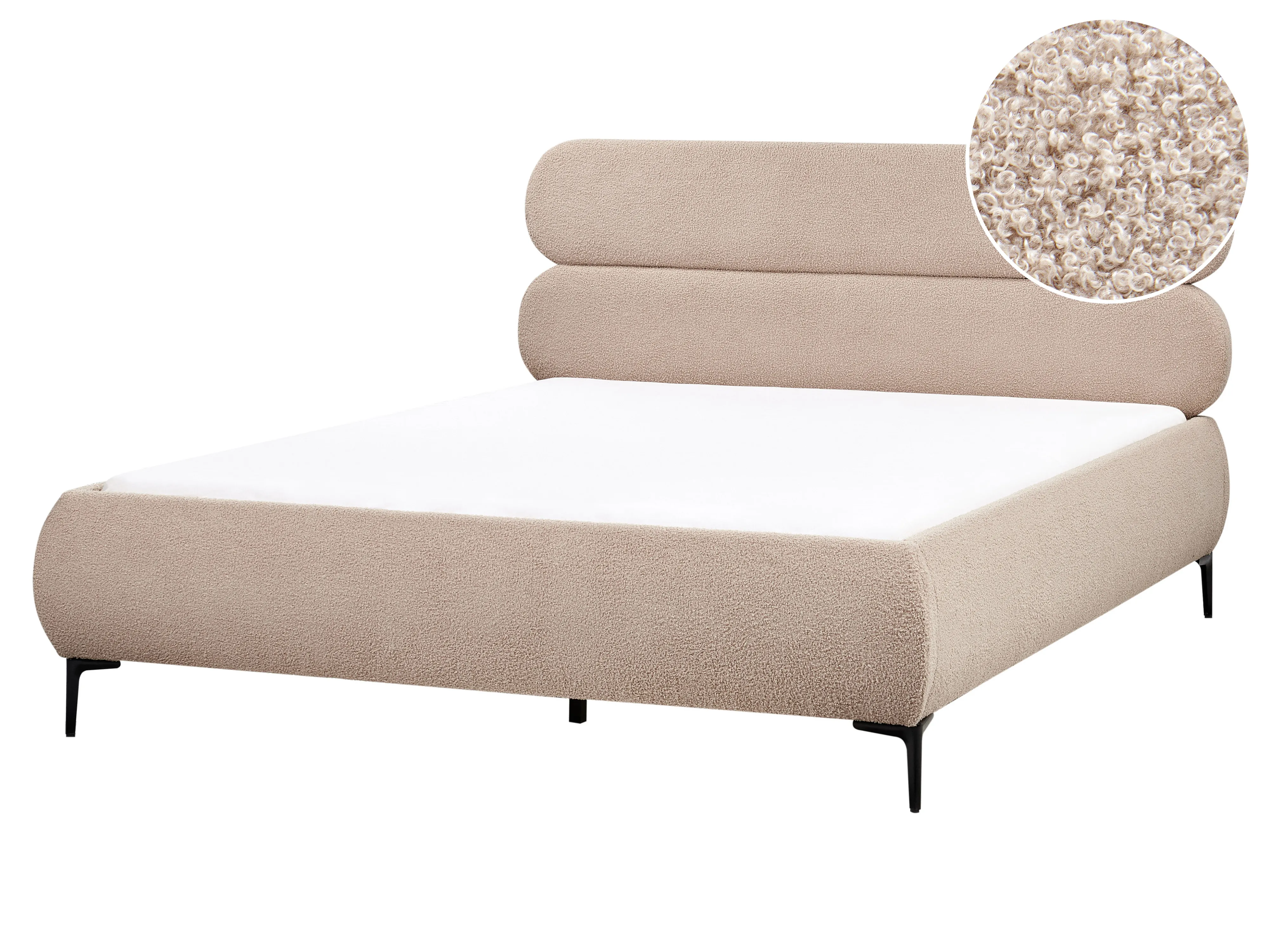 Bed Boucle LESSAY 160 x 200 cm (EU King Size) Taupe