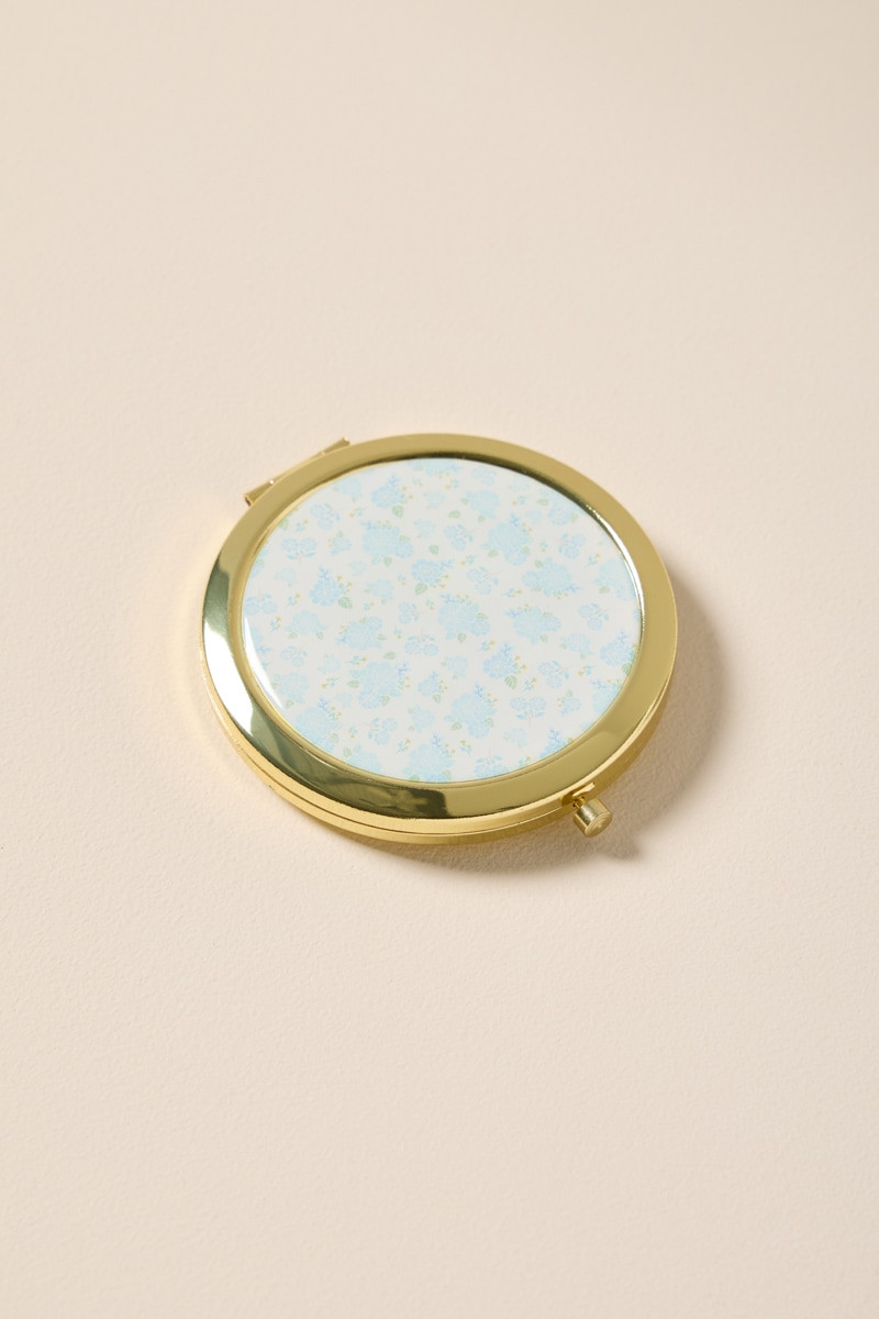 Floral Blue Compact Mirror