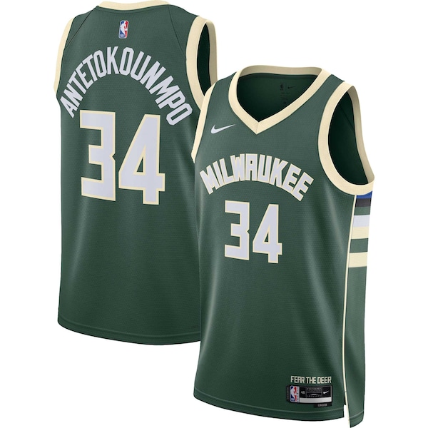 Giannis Antetokounmpo Milwaukee Bucks Nike Unisex Swingman Jersey - Icon Edition - Hunter Green/White