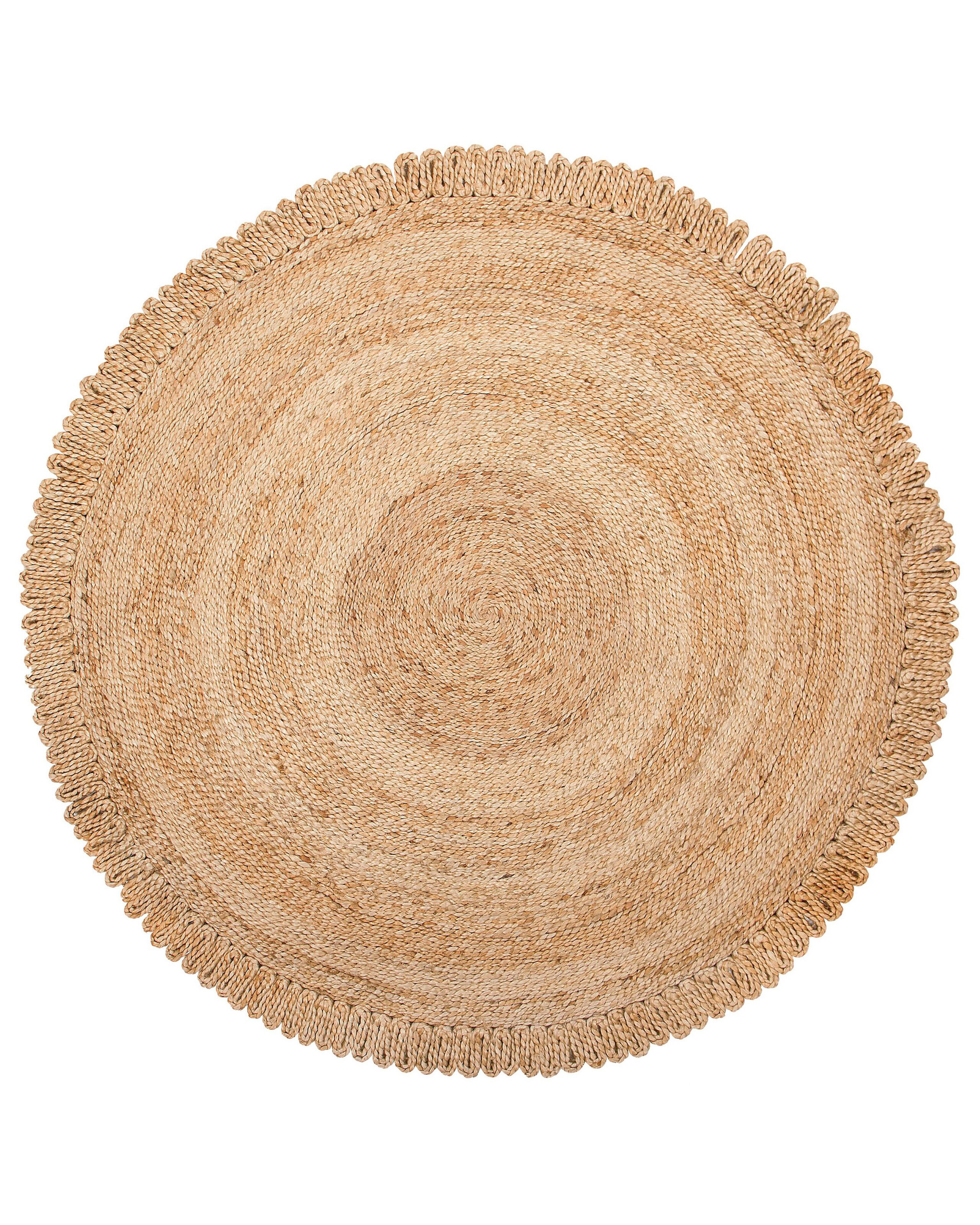Dywan boho okrągły ø140 cm beżowy z juty