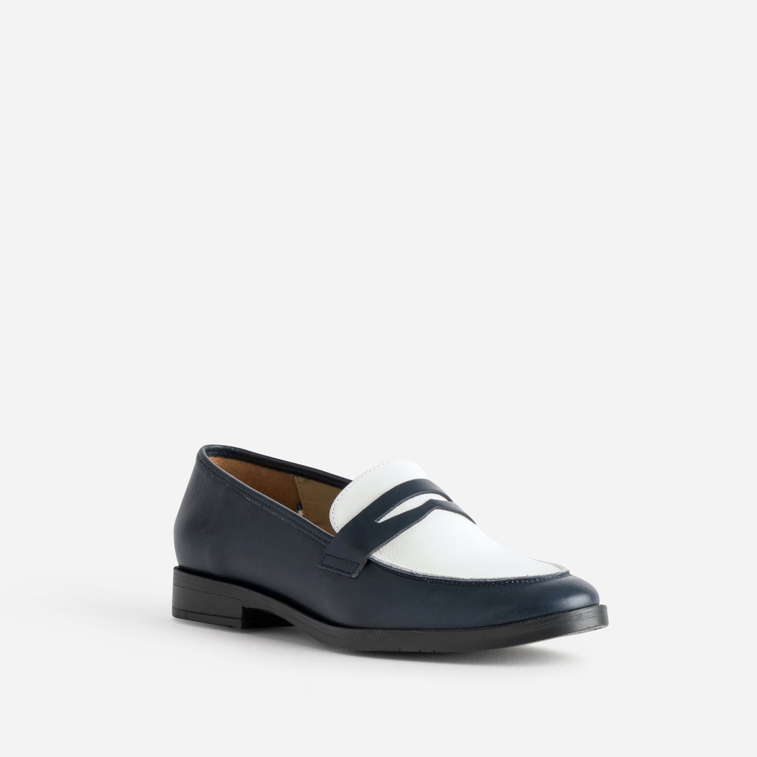 Mocassin ERAM FLEX marine et blanc cuir