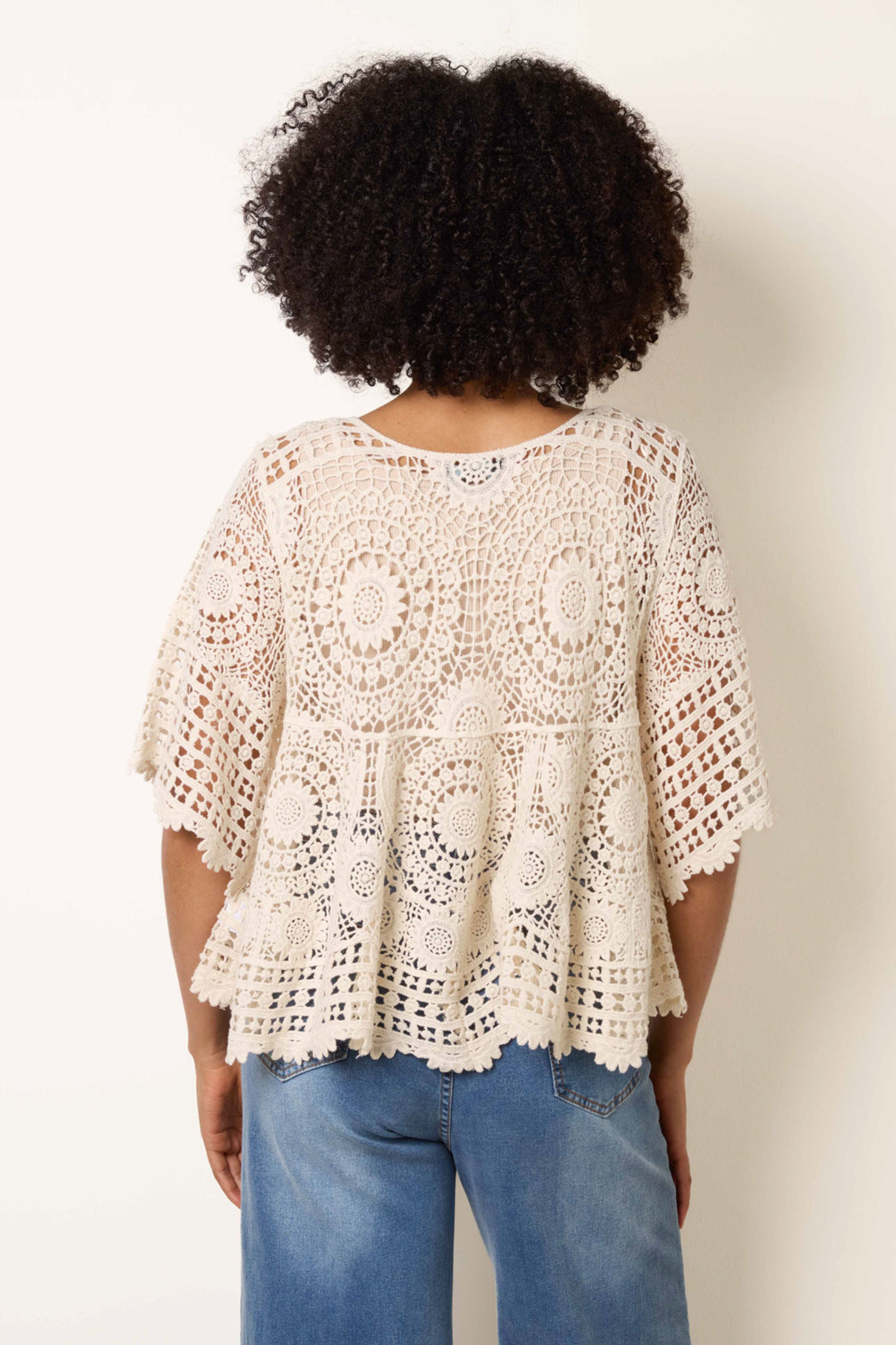 Blue Vanilla Stone Crochet Lace Kimono Lace Top