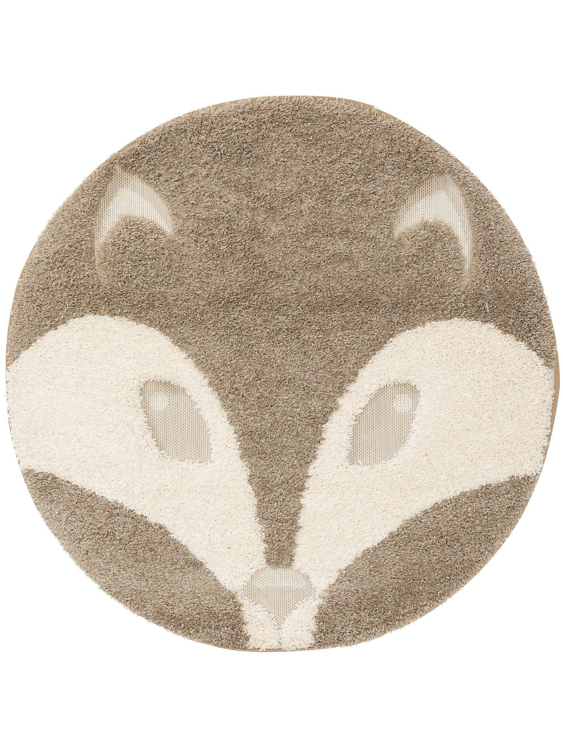 CARLO - Tapis enfant crème/taupe D 120 rond