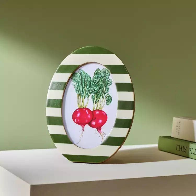Habitat Striped Oval Green Resin Picture Frame - 4x6"