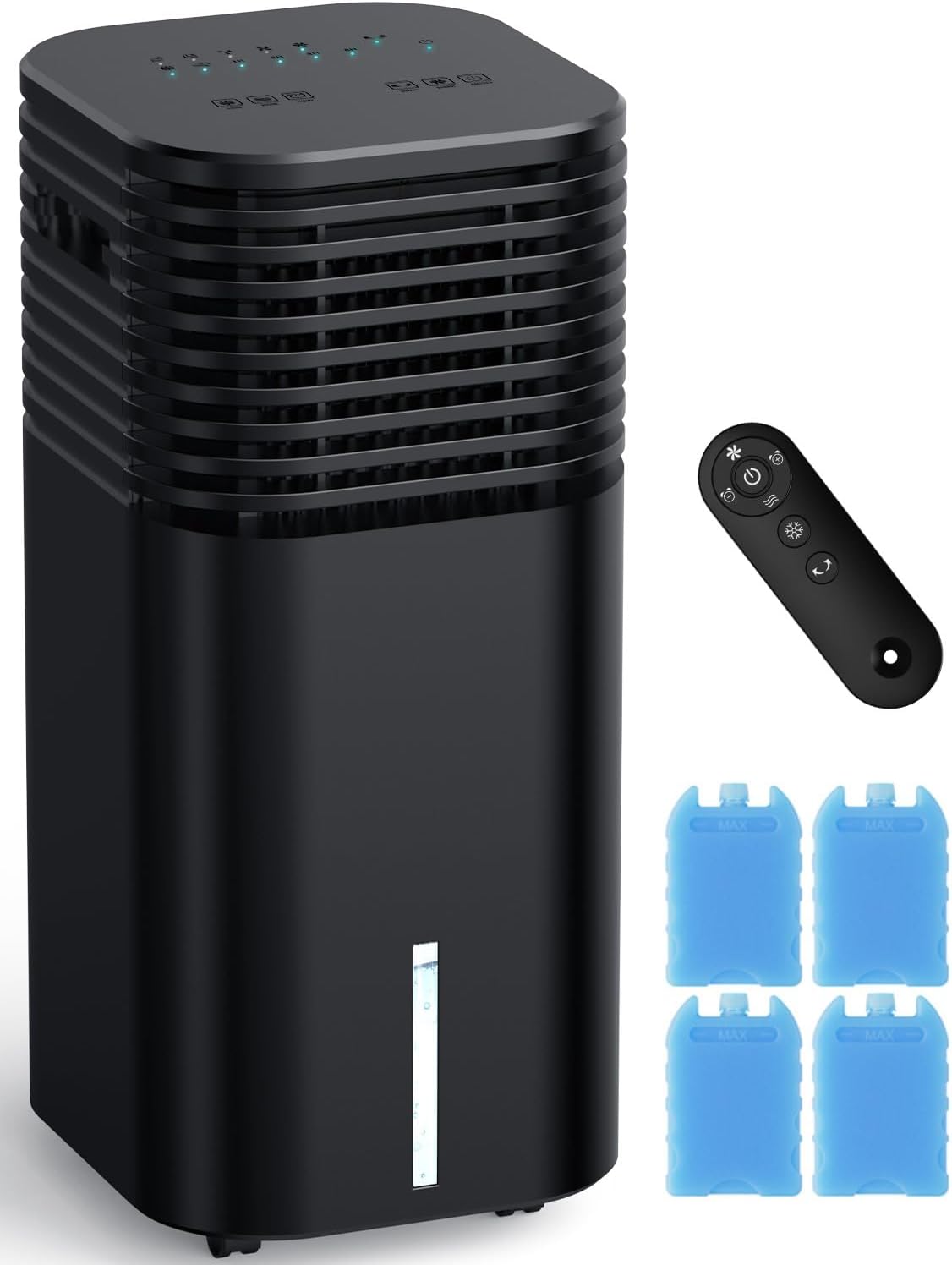 Windowless Air Conditioner Portable 1800CFM w/4 Modes&3 Speeds, 15H Timer&20 FT Remote, 3 Gal Tank for 24H Cooling Swamp Cooler, 4Ice Packs, 120° Swing Evaporative Air Cooler No Hose for Room