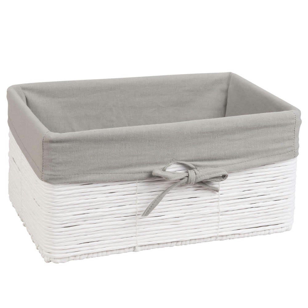 - 2 paniers en papier tressé blanc