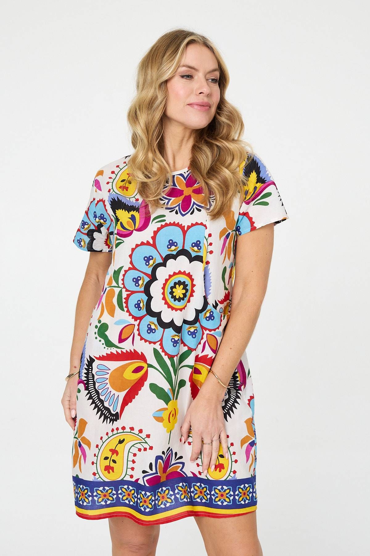 Izabel London Floral Print Knee Length Shift Dress