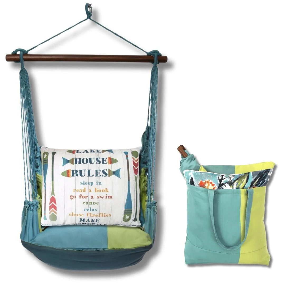 Magnolia Casual Swing Set 4 piece - Meadow Mist Stripe w/ Lake House Rules