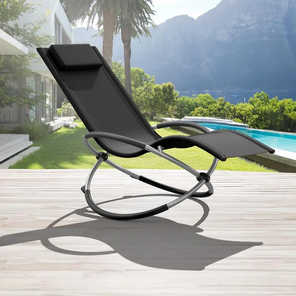 tectake Ligbed Paulina ergonomisch, opvouwbaar, 150 kg, Zwart