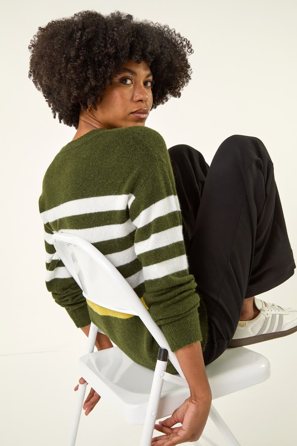 Roman Stripe Crew Neck Knit Jumper