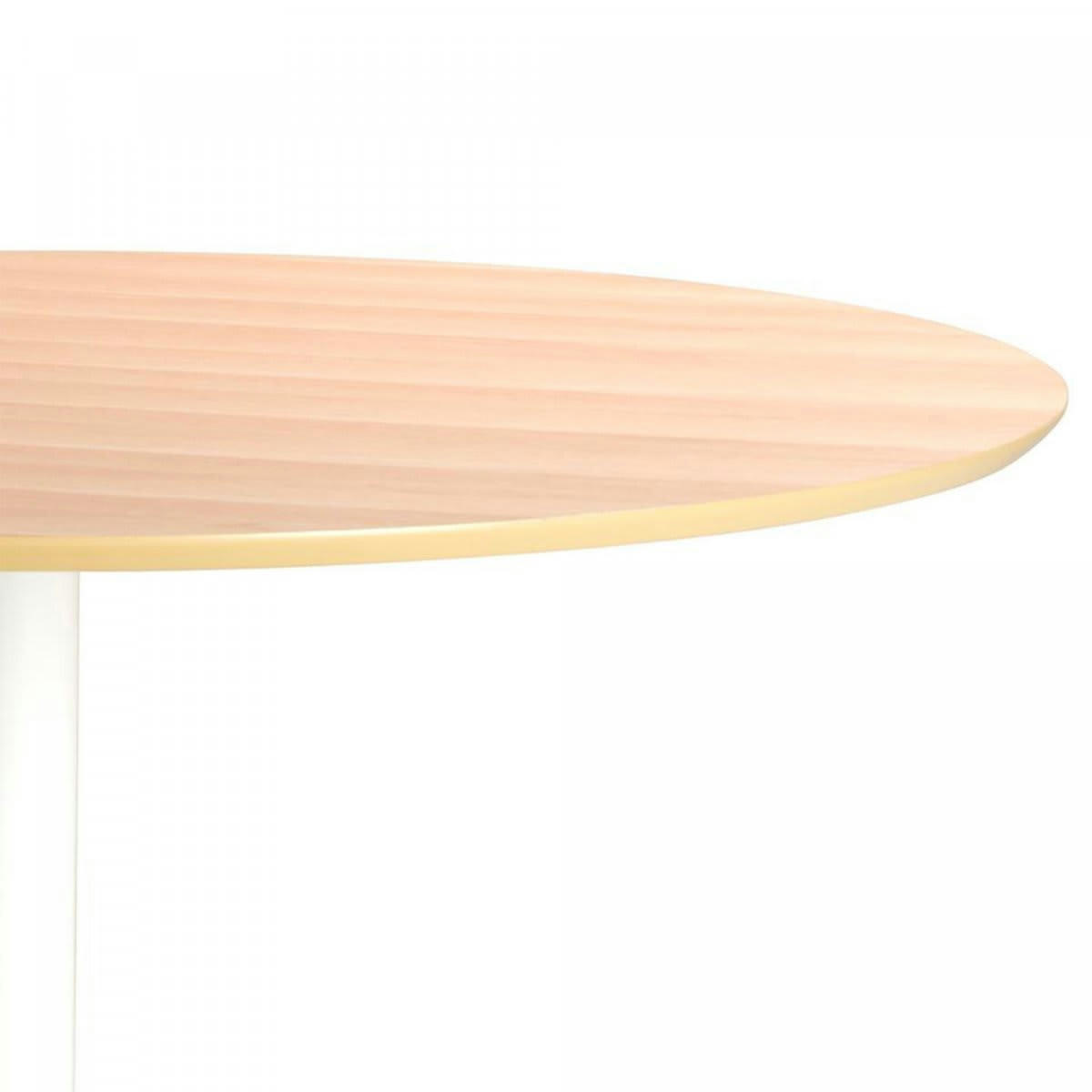 PALMAS - Table à manger ronde en bois pied blanc 110cm