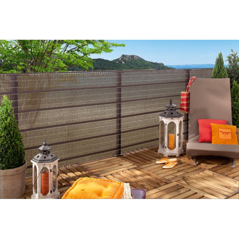 Brise-vue déco PE tissé 85% avec boutonnière et oeillet brun 1 x 5 m HAVANA