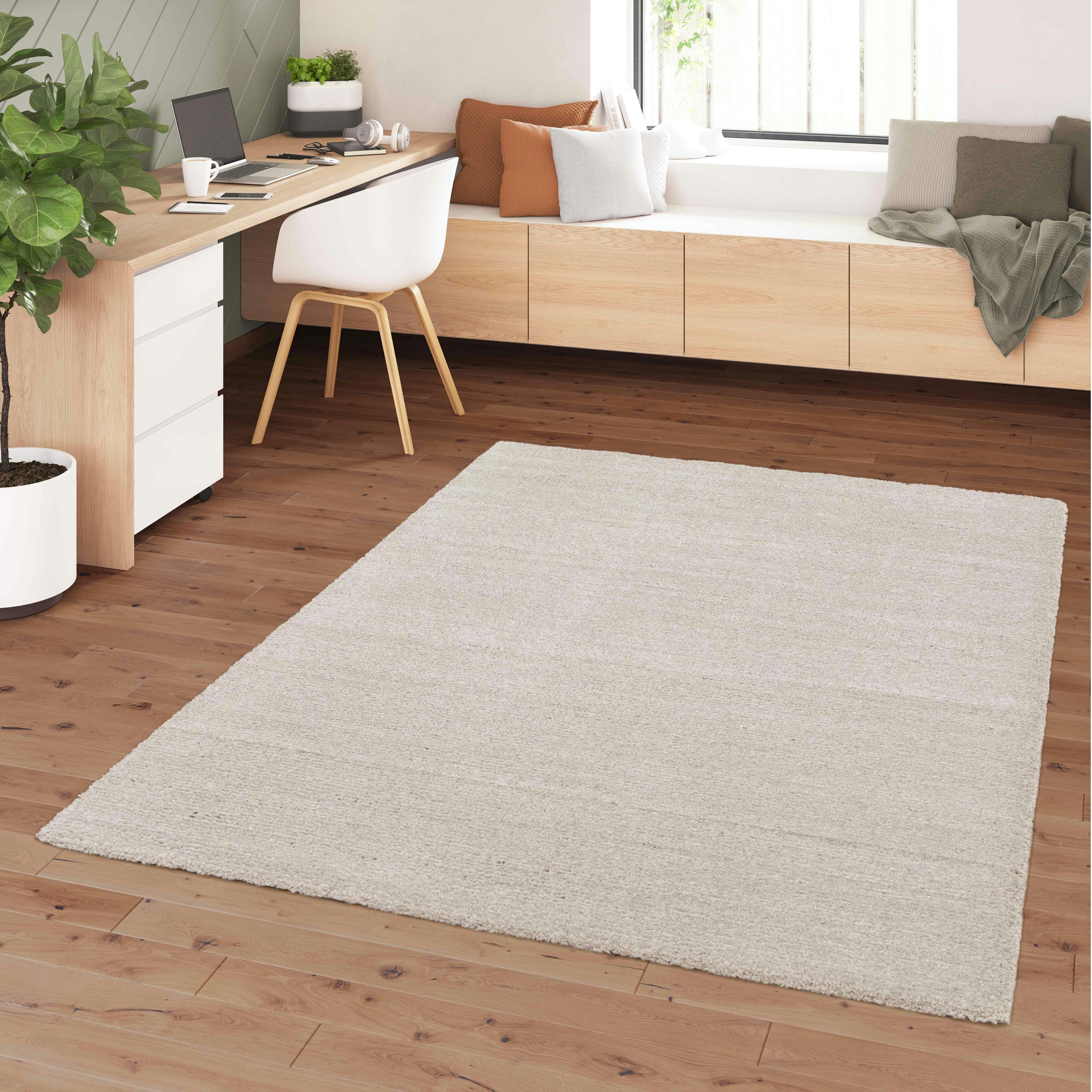 MANAE - Tapis rectangulaire en polypropylène poils ras uni beige 160 x 230 cm