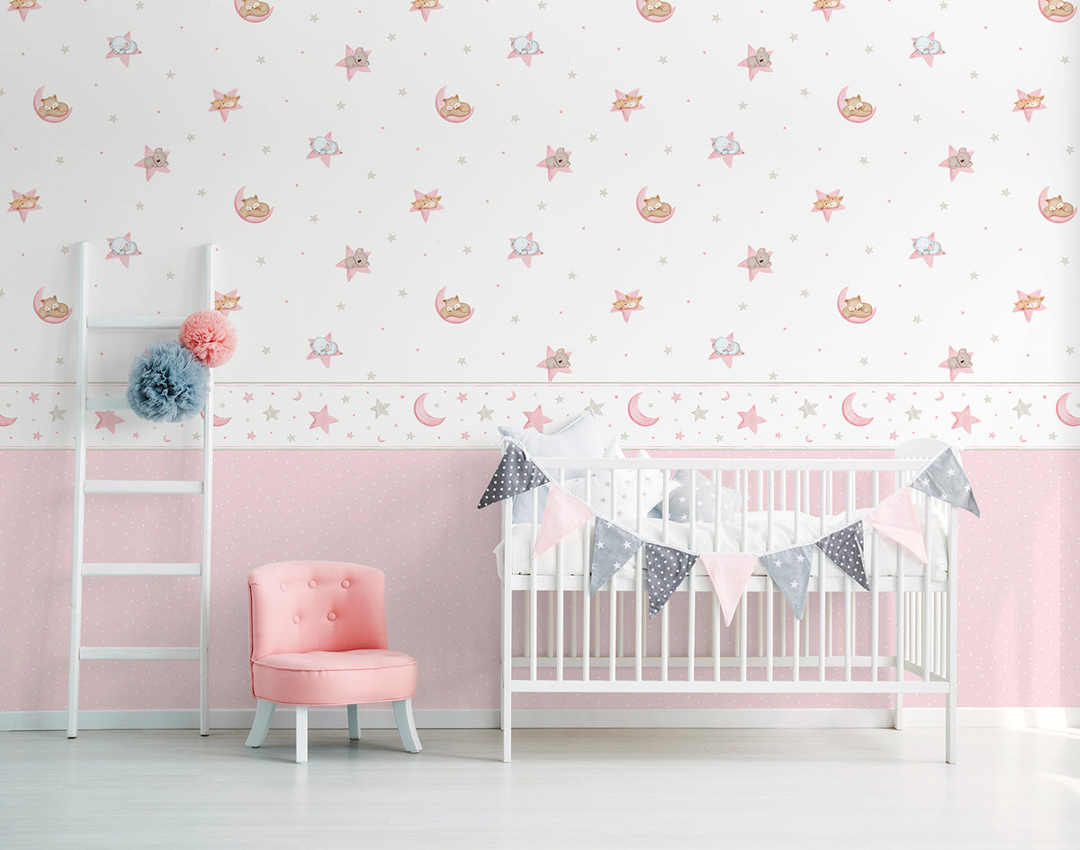 Sanders & Sanders behang stippen roze en wit - 53 cm x 10 m - 640463